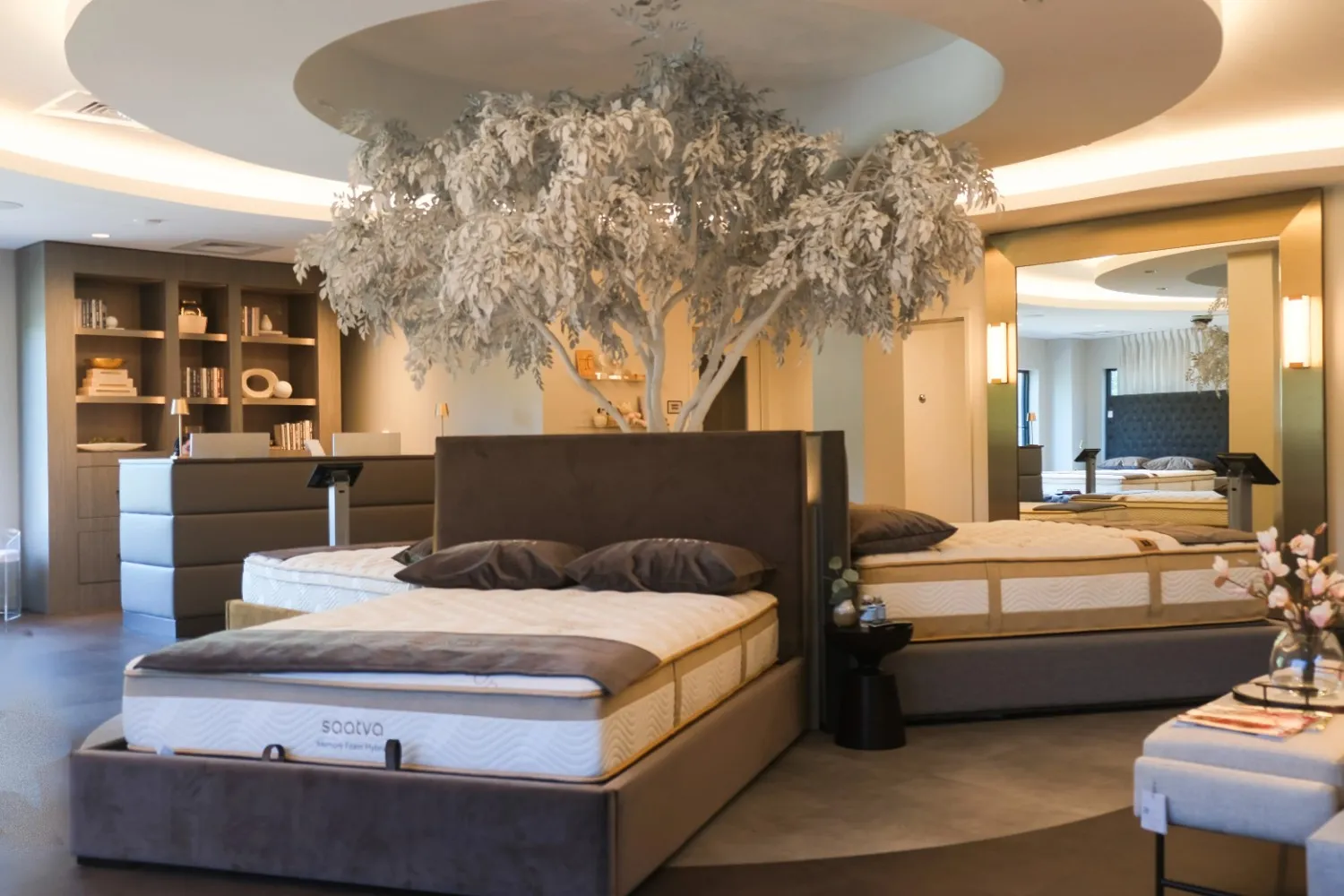 Elegant bedroom featuring a Zenhaven® Latex Mattress designed for a comfortable home retreat